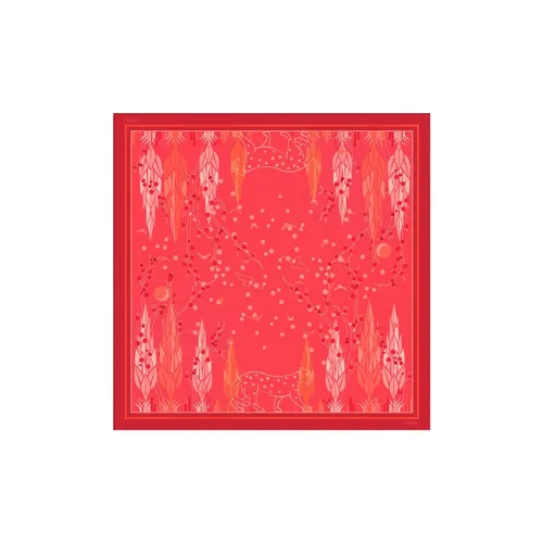 CARTIER Silk Scarves Women's Bright Red