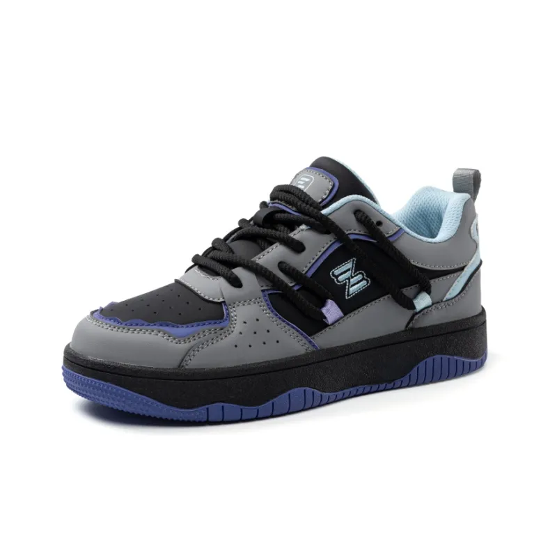 ZHR Slip Resistant Low Top Skateboard Shoes Unisex Gray Black-2
