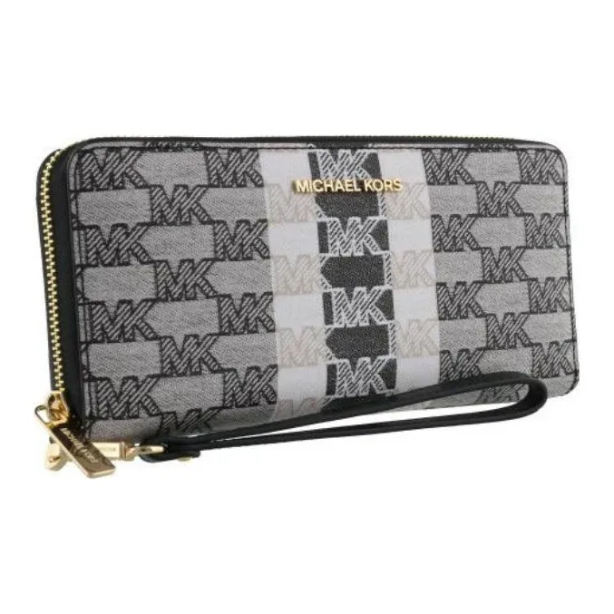 MICHAEL KORS Jet Set Travel PVC With Leather Wallet Women's Black-1