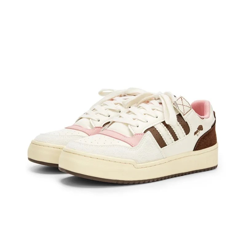 KARLIE KELLER Balance Wear-Resistant Breathable Slip-Resistant Low-Top Skateboard Shoes Women's Pink Brown-2