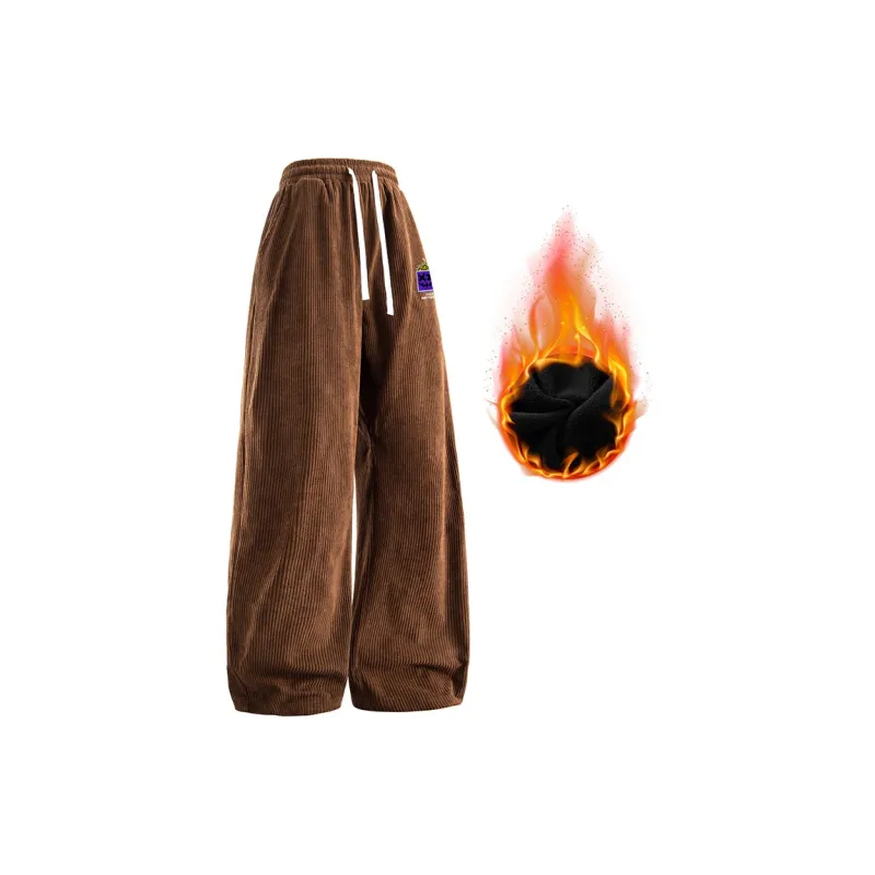 CULT OF INDIVIDUALITY Casual Pants Cartoon Print, Corduroy Loose Fit Sports Versatile Straight Fit Pants Unisex-1
