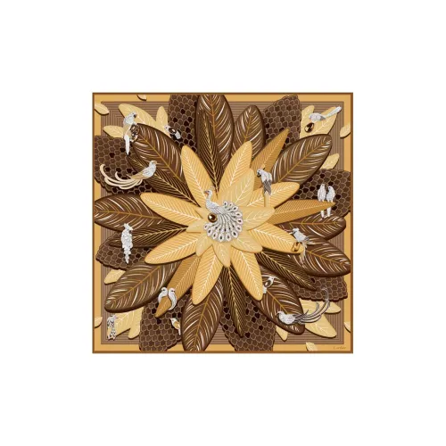 CARTIER Silk Scarves Women's Yellow/Red