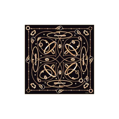 CARTIER Silk Scarves Women's Black