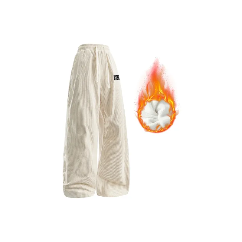 CULT OF INDIVIDUALITY Casual Pants Graffiti Print, Corduroy Loose Fit Versatile Straight Fit Thickened Pants Unisex-5