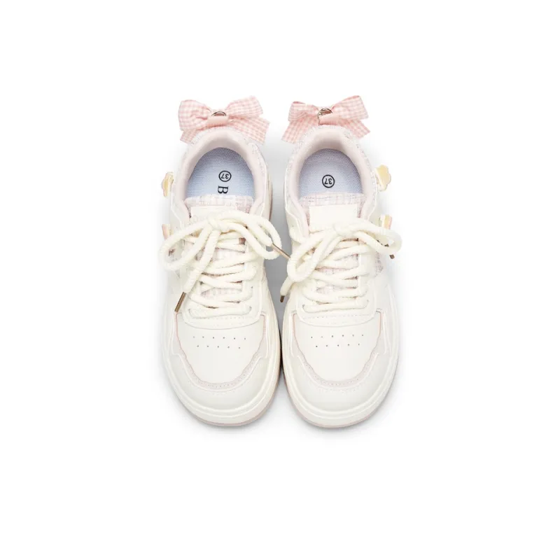 KARLIE KELLER Wear Resistant Slip Resistant Low Top Skateboard Shoes Women's White Pink-4