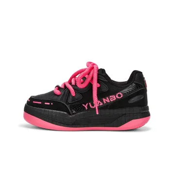 KARLIE KELLER Cushioned Wear-Resistant Water-Resistant Height-Increasing Low-Top Skateboard Shoes Women's Black Fuchsia