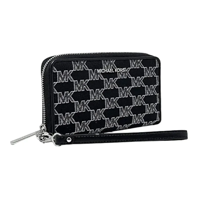 MICHAEL KORS Jet Set Travel Jacquard With Leather Wallet Tubas Women's Black-1