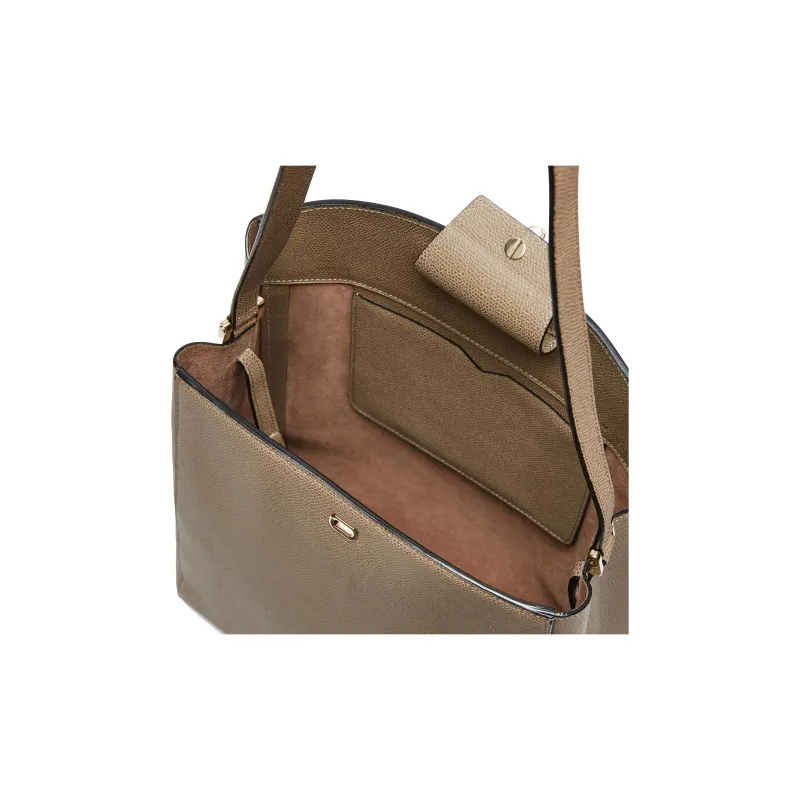 Valextra Brera Millepunte Calfskin Crossbody Handbag, Shoulder Bag Women's Oyster Brown-2