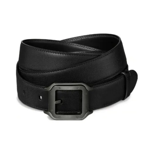 CARTIER Twisted Rope Carved Pattern Pin Buckle Leather Belts Unisex Black Width: 3CM