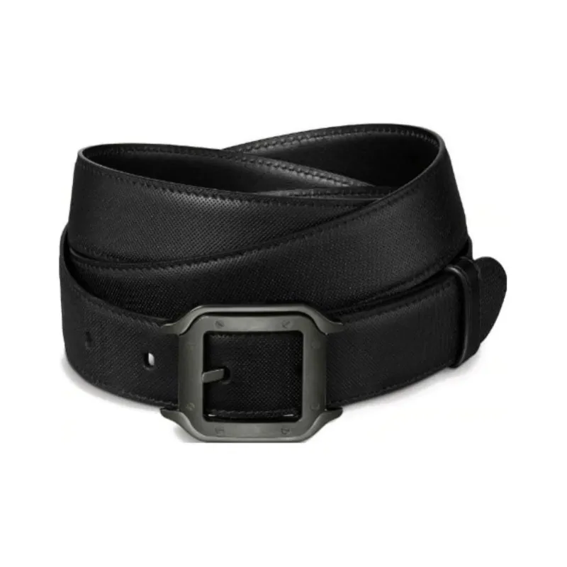 CARTIER Twisted Rope Carved Pattern Pin Buckle Leather Belts Unisex Black Width: 3CM-0
