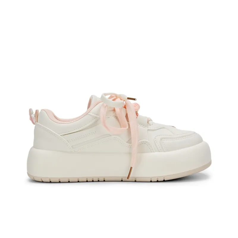 KARLIE KELLER Support Wear Resistant Slip Resistant Low Top Skateboard Shoes Women's White Pink-1