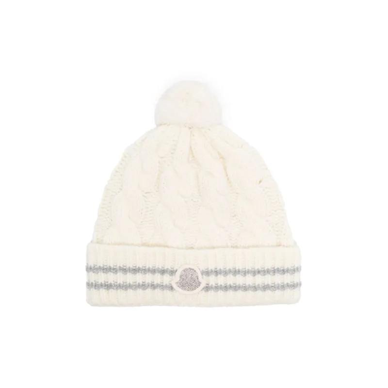 Moncler Enfant Logo appliqué Cable knit Beanie-0