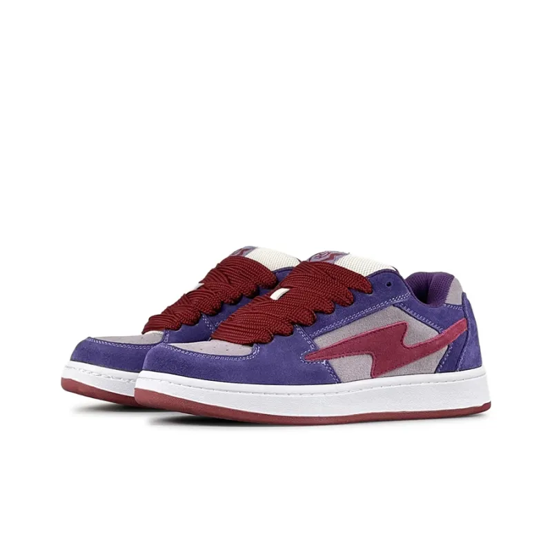 LuzaoT SUPER DRAG Lightning Puffy Shoes Wear Resistant Slip Resistant Low Top Skateboard Shoes Unisex Raspberry Purple-2