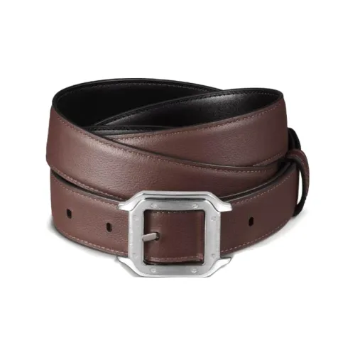 CARTIER Double-Sided Pin Buckle Leather Belts Unisex Brown Width: 3CM