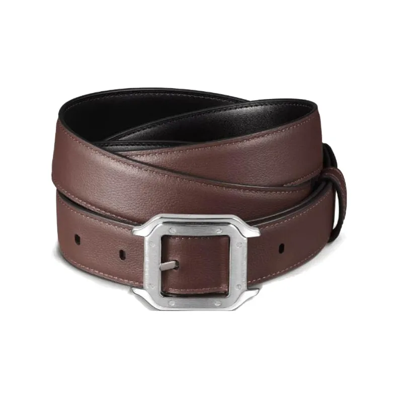 CARTIER Double-Sided Pin Buckle Leather Belts Unisex Brown Width: 3CM-0