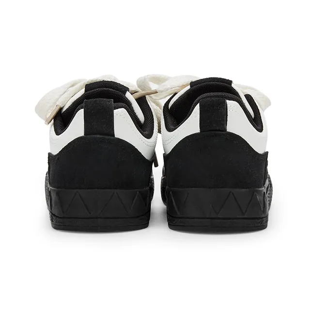 KARLIE KELLER Wear Resistant Height Increasing Low Top Skateboard Shoes Women's Black White-5