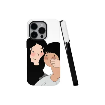 VICY PC Material Impact Resistant Couple's Face Mask Phone Cases Compatible With Apple 16 Pro Max/15 Pro/14 Pro/13 Pro