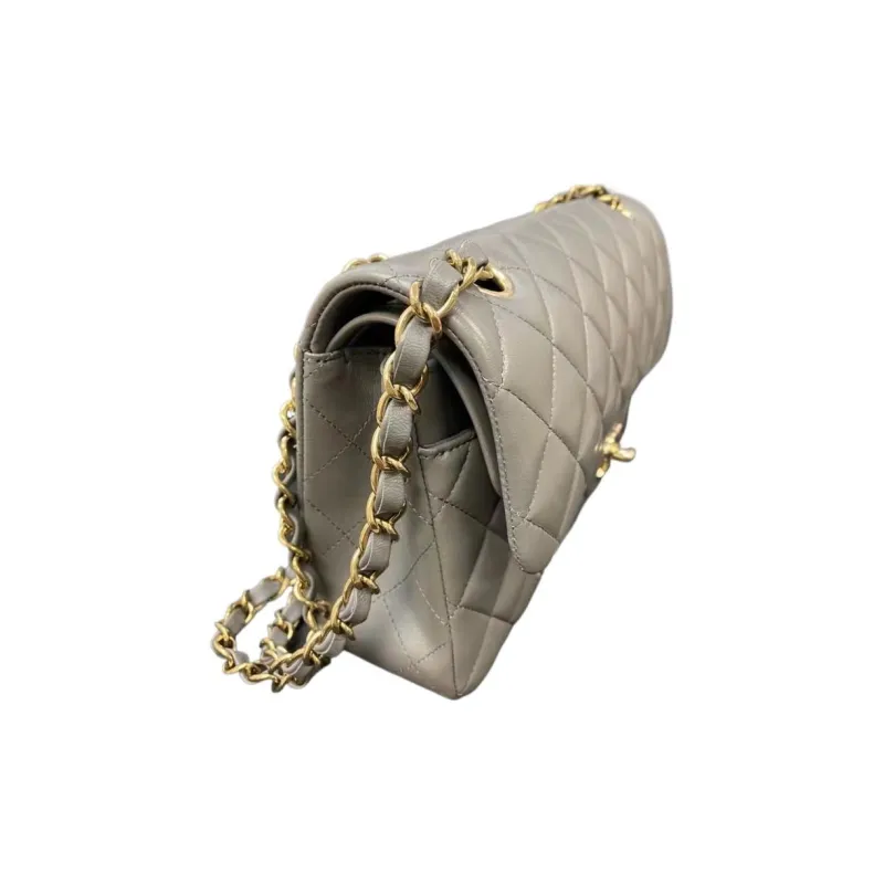 CHANEL Classic Flap CF Lambskin Portable Crossbody Bag, Shoulder Bag Trumpets Women's Gray-1