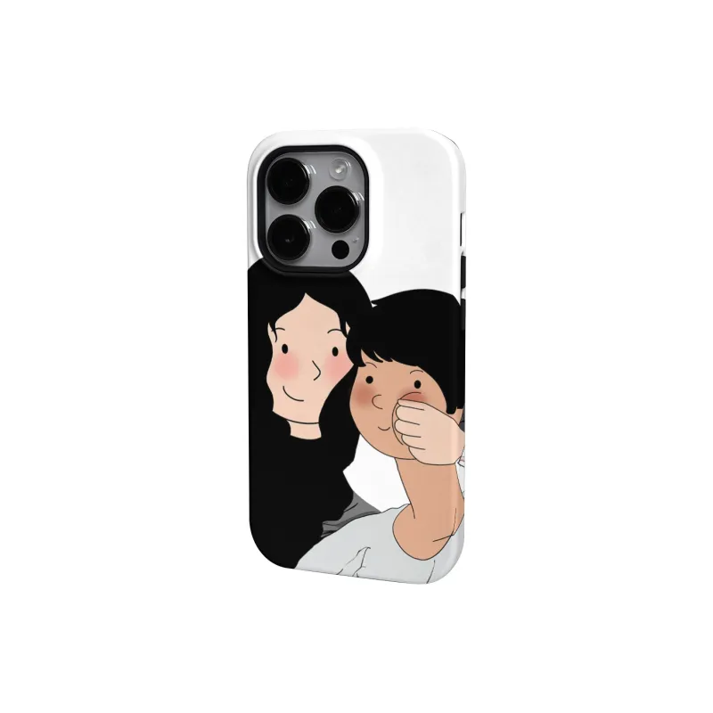 VICY PC Material Impact Resistant Couple's Face Mask Phone Cases Compatible With Apple 16 Pro Max/15 Pro/14 Pro/13 Pro-1