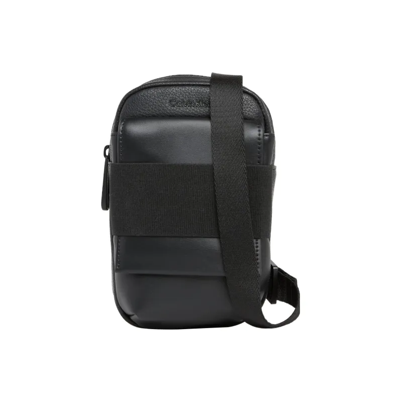 CALVIN KLEIN Recycled Material Cell Phone Pouch, Shoulder Bag, Crossbody Bag Small Size Men's Black-0