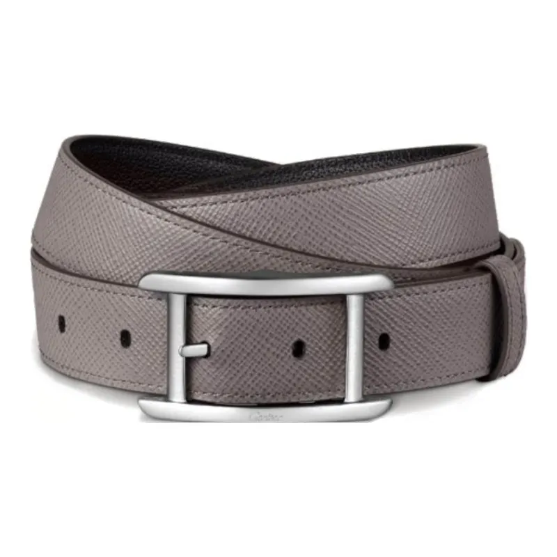 CARTIER Textured Grained Pin Buckle Leather Belts Unisex Smoke Gray Width: 3CM-0