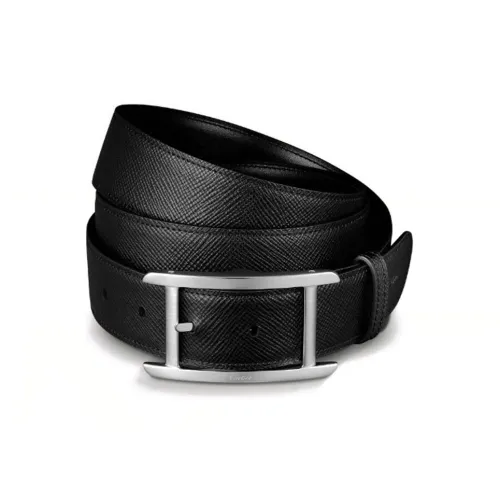 CARTIER Textured Double-Sided Pin Buckle Leather Belts Unisex Black Width: 3CM