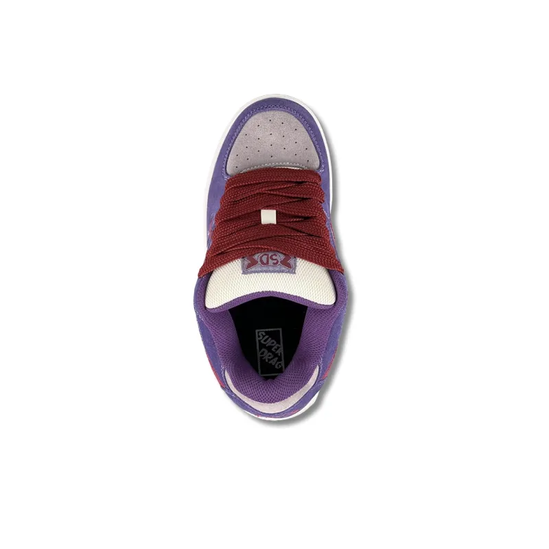 LuzaoT SUPER DRAG Lightning Puffy Shoes Wear Resistant Slip Resistant Low Top Skateboard Shoes Unisex Raspberry Purple-3