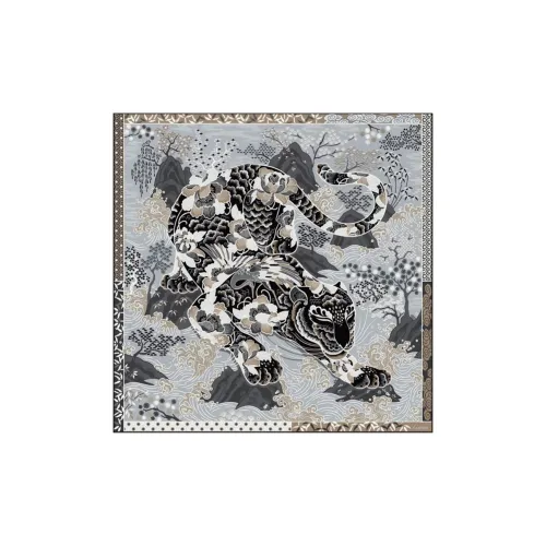 CARTIER Silk Scarves Women's Black/Beige