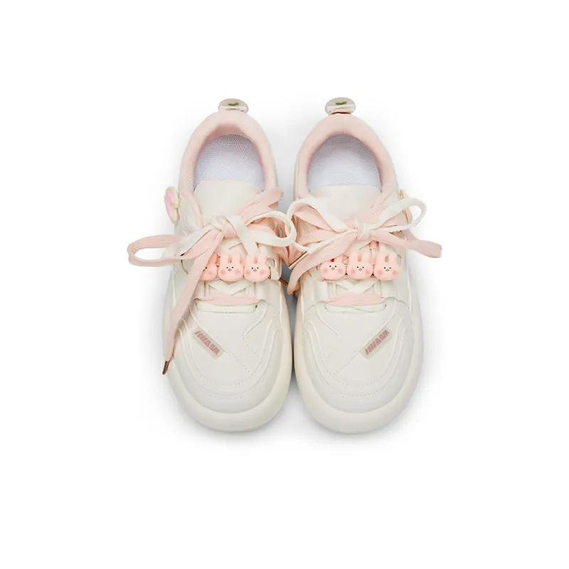 KARLIE KELLER Support Wear Resistant Slip Resistant Low Top Skateboard Shoes Women's White Pink-4