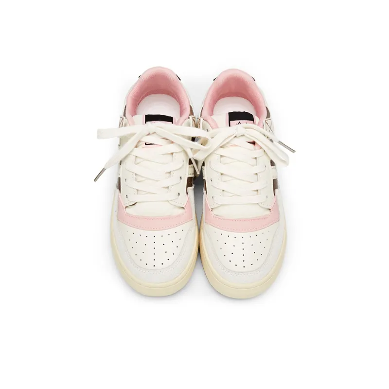 KARLIE KELLER Balance Wear-Resistant Breathable Slip-Resistant Low-Top Skateboard Shoes Women's Pink Brown-3