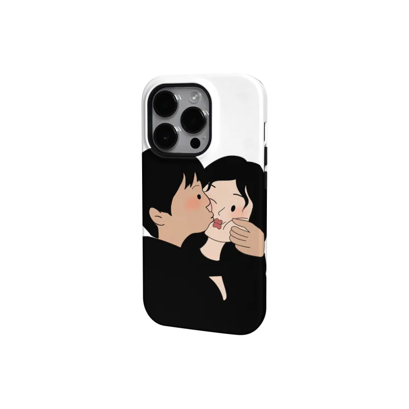 VICY PC Material Impact Resistant Couple's Face Mask Phone Cases Compatible With Apple 16 Pro Max/15 Pro/14 Pro/13 Pro-3