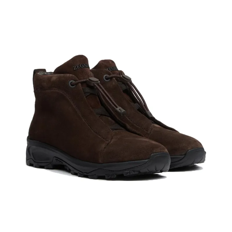 Zegna High Top Casual Shoes Men's Dark Brown-2