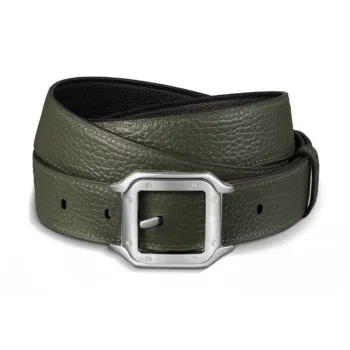 CARTIER Geometric Pin Buckle Leather Belts Unisex Green Width: 3CM
