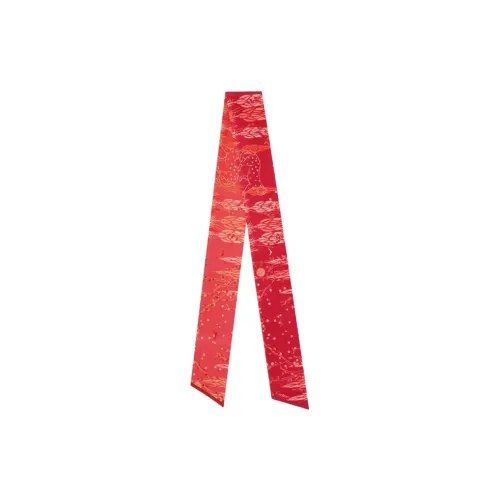 CARTIER Silk Scarves Women's Bright Red