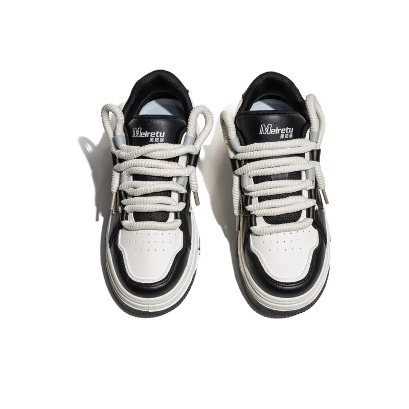 Meiretu Low Top Skateboard Shoes Men's Black-3