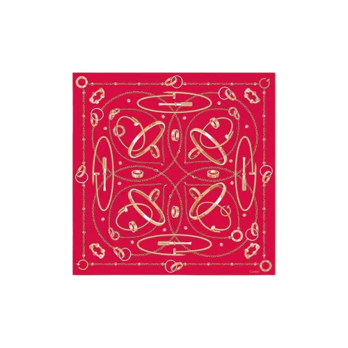 CARTIER Silk Scarves Women's Red