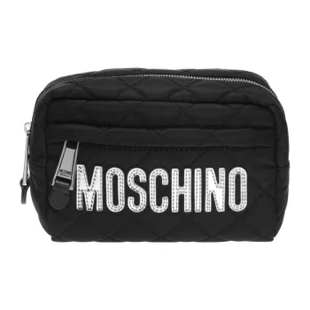 MOSCHINO Fabric Clutches Toiletry Bags Women's Black