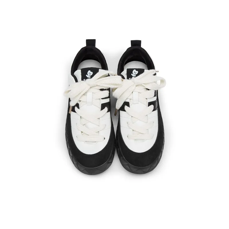 KARLIE KELLER Wear Resistant Height Increasing Low Top Skateboard Shoes Women's Black White-4