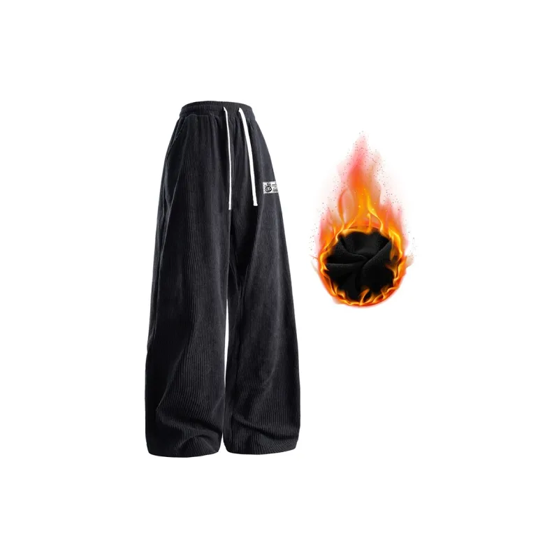 CULT OF INDIVIDUALITY Casual Pants Graffiti Print, Corduroy Loose Fit Versatile Straight Fit Thickened Pants Unisex-1