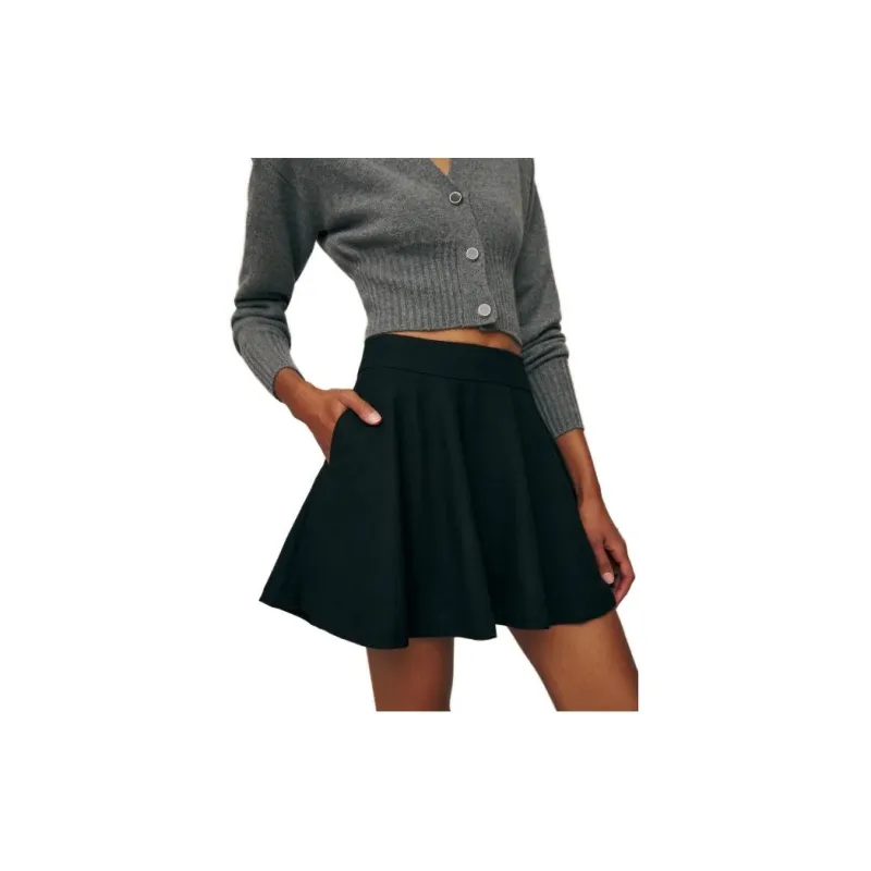 REFORMATION Dakota Skirt Casual Short Skirts Women's Black-1
