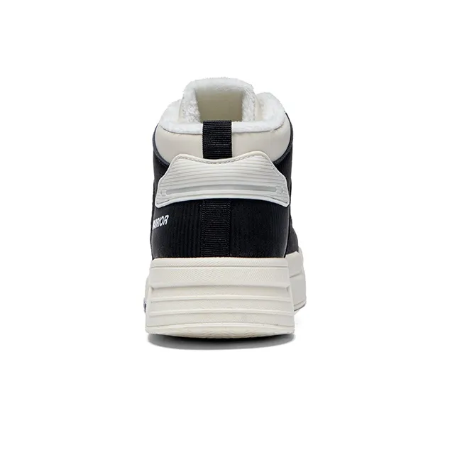 Warrior Thickened And Fleece-Lined Cotton Blend Warm And Lightweight High-Top Skateboard Shoes Unisex Black Beige-3