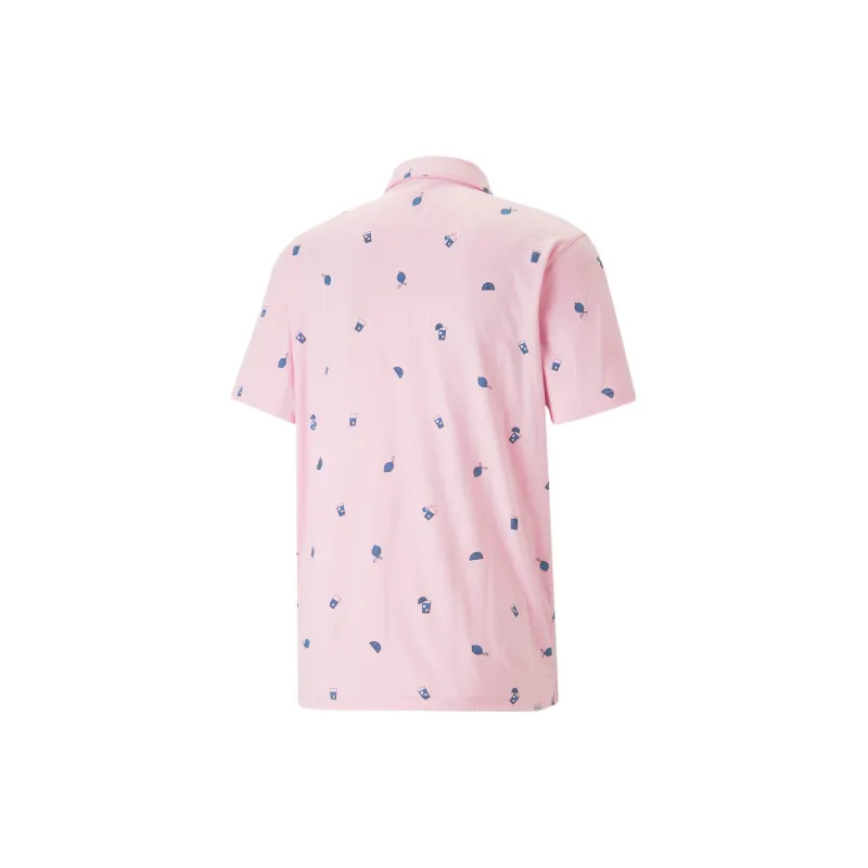 PUMA CLASSICS+ Arnold Palmer CLOUDSPUN Citrus Golf Polo Shirt Men Polo Shirt Men's Pink-Blue-1