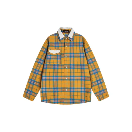 Endless Abyss Shirts Men Yellow Plaid Pattern