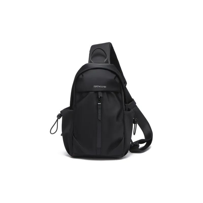 SEPTWOLVES Nylon Shoulder Bag, Crossbody Bag, Sling Bag Medium Size Unisex Black-0