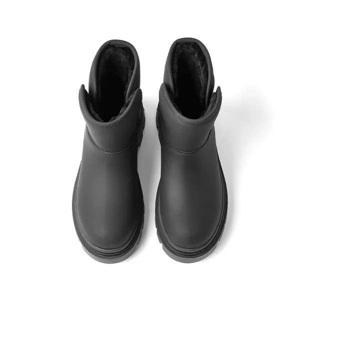 Beau Today Synthetic Leather Warm Crew Snow Boots Women's-4