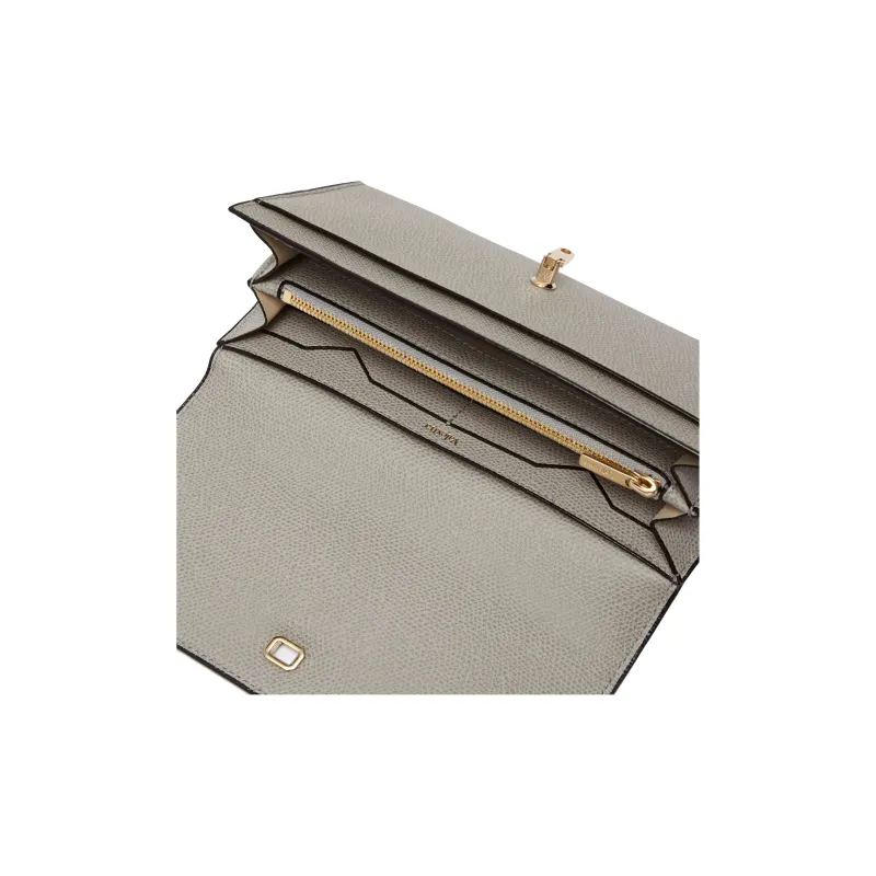 Valextra Brera Millepunte Calfskin Wallet Women's Gray White-2