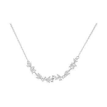 JUICY GRAPE S999 Fine Silver Necklaces Women's Delicate Full-Encrusted Minimalist Style Versatile Floral Necklace