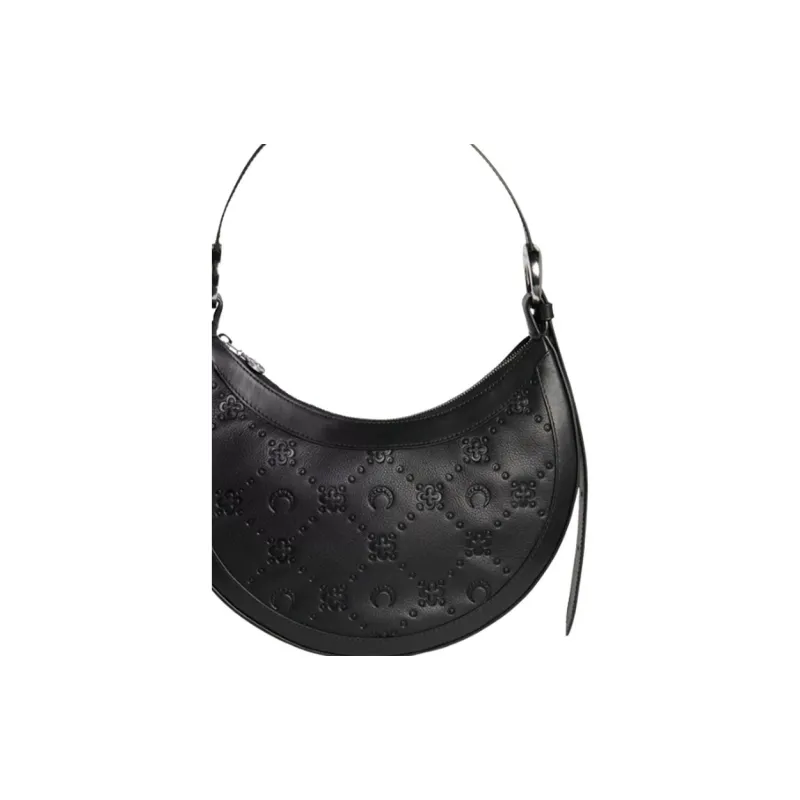 Marine Serre Calfskin Handbag Shoulder Bag Women's Black-4