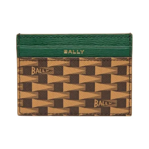 BALLY Calfskin Card Holder Card Holder Regular Women's Desert & Kelly Green