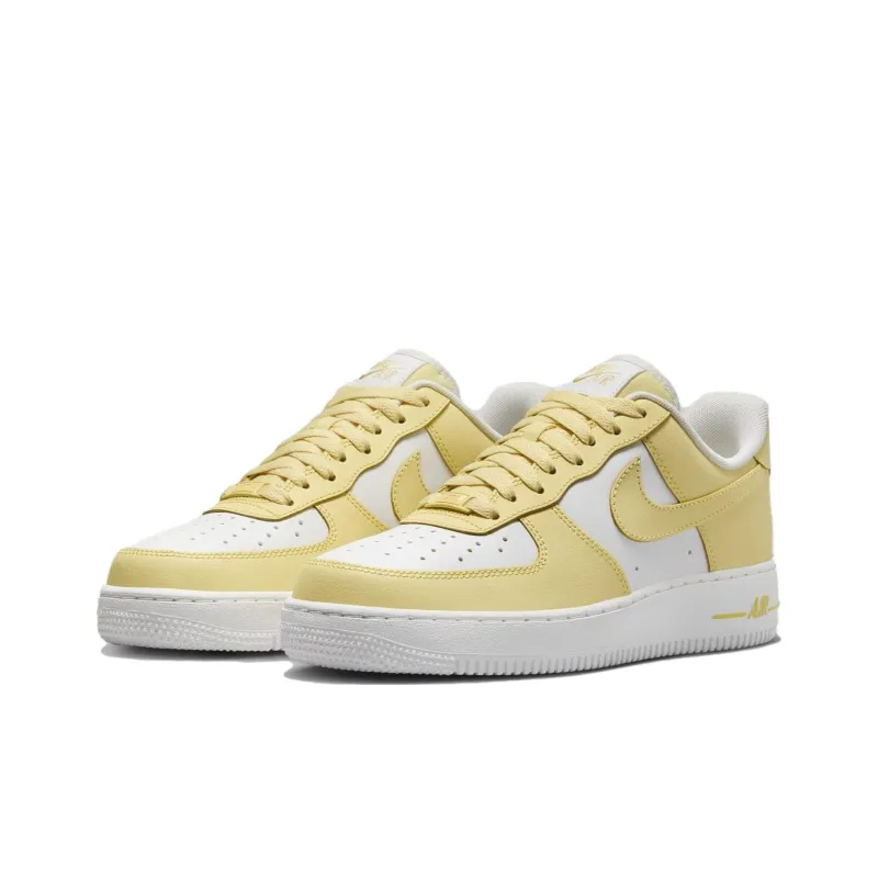 Nike Air Force 1 Anti Slip Wear Resistant Low Top Skateboard Shoes Men's White Yellow-2